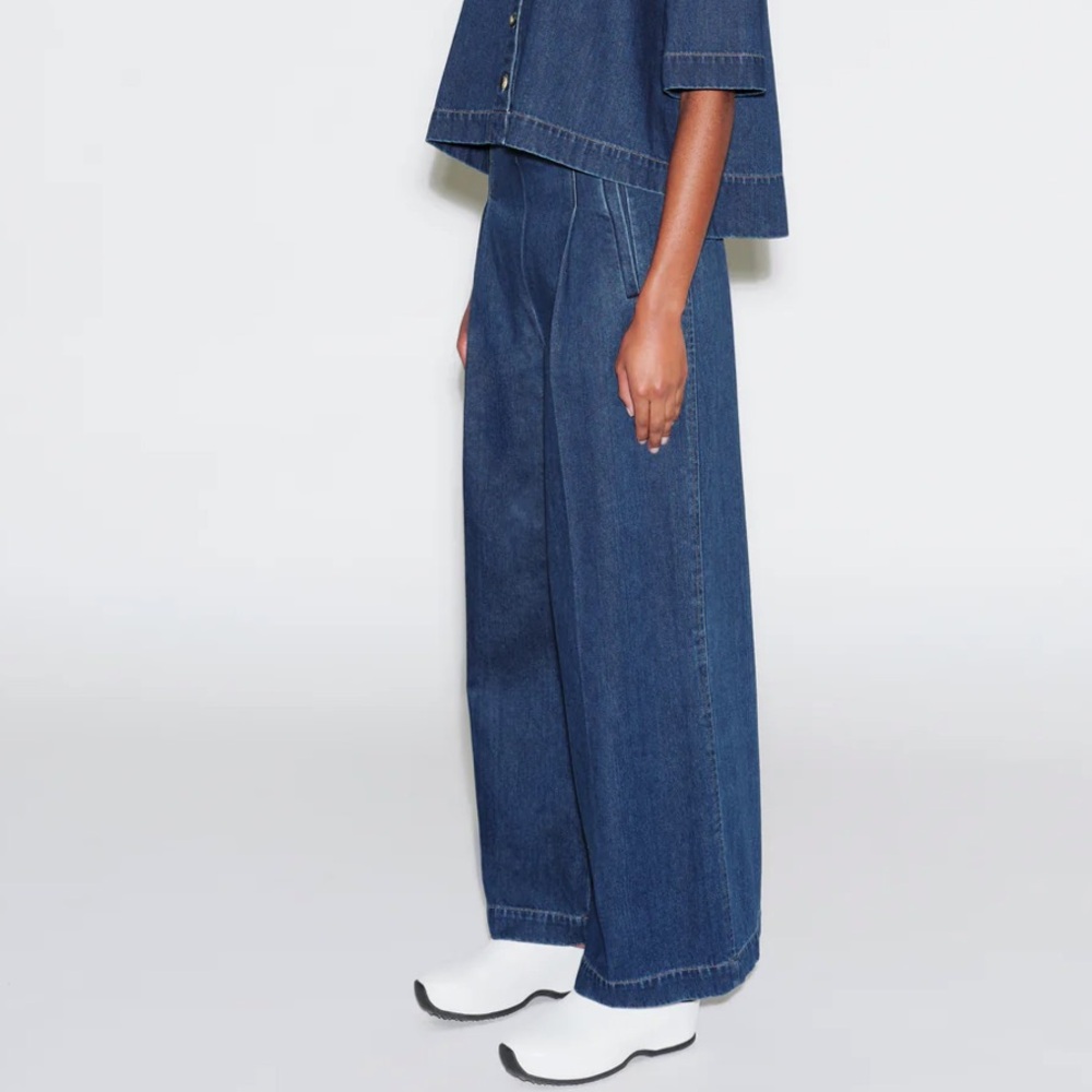 Rosetta Getty HIGH RISE WIDE LEG PANT - DENIM 2 - Picture 7 of 7